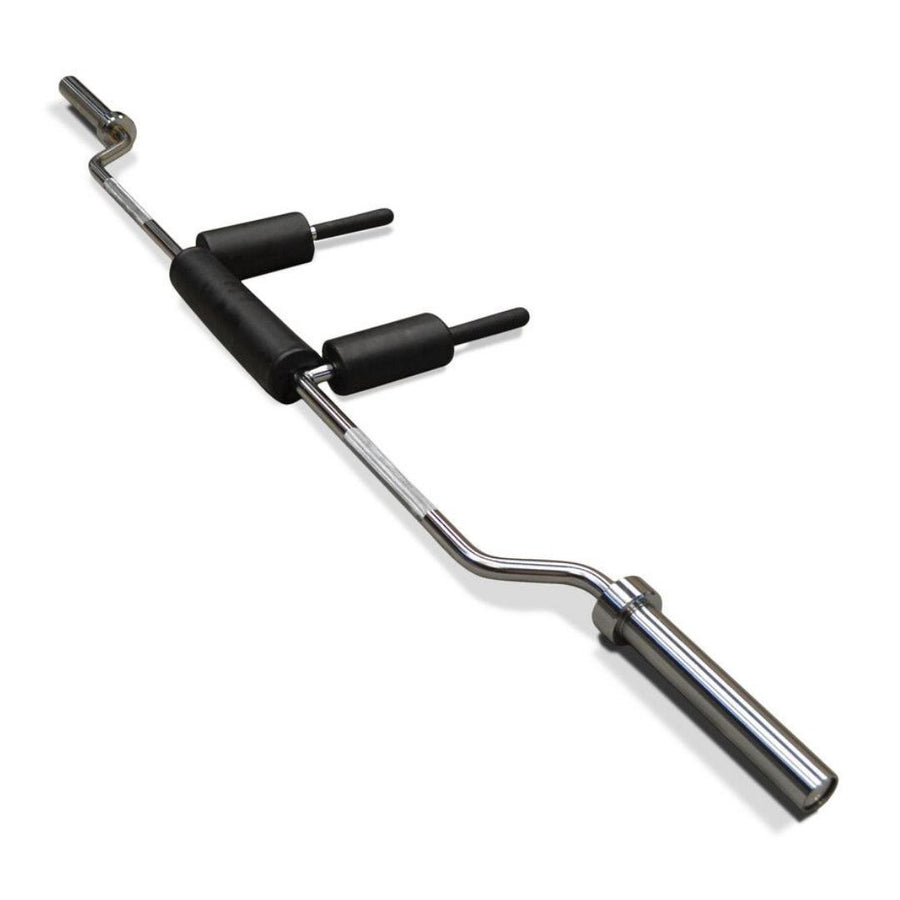 Barra olímpica safety de 224 cm con acolchados para hombros y cuello