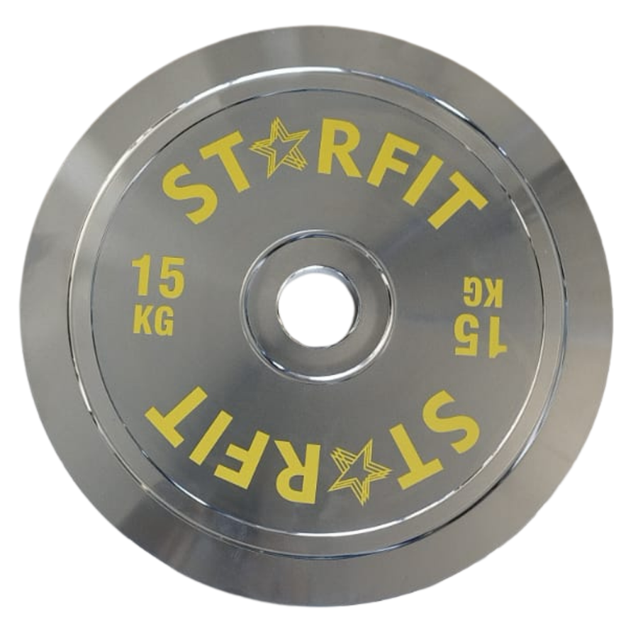 Par de discos calibrados de powerlifting de 15 kg en metal cromado