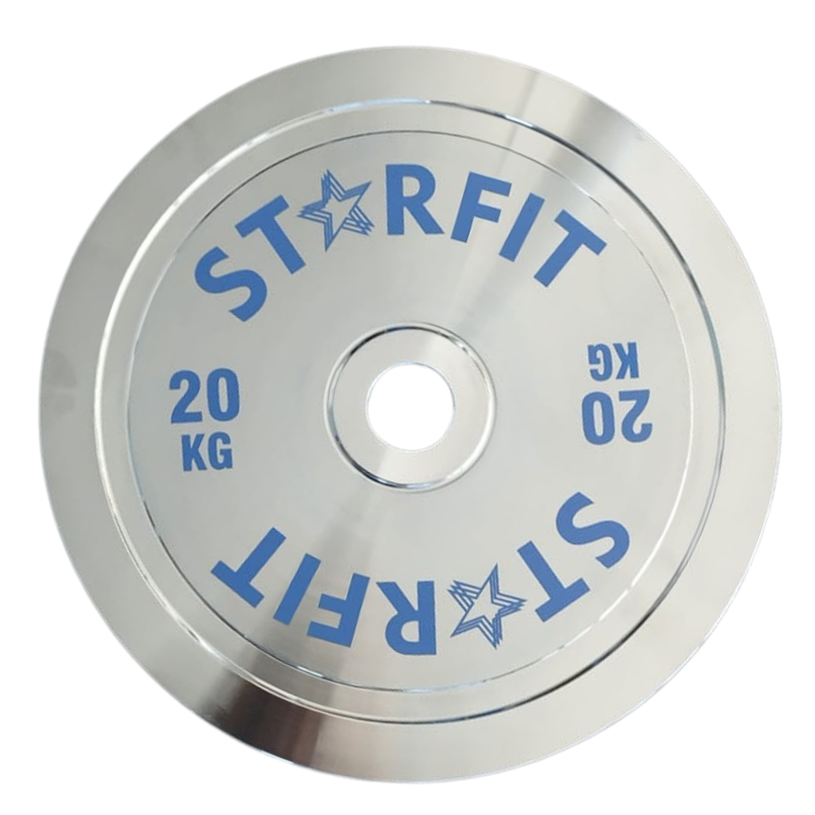 Par de discos calibrados de powerlifting de 20 kg en metal cromado