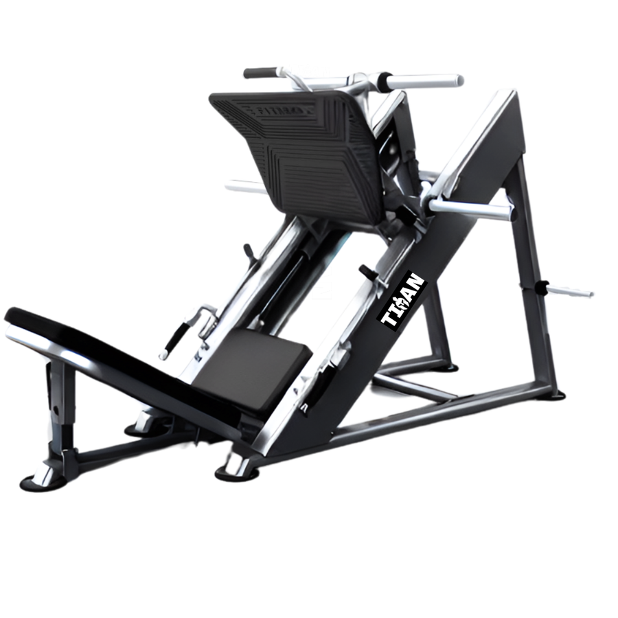 Prensa 45 TITAN Fitness con 4 soportes para discos olímpicos