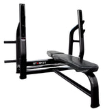 Banco plano olímpico Starfit Pro con 4 soportes para discos