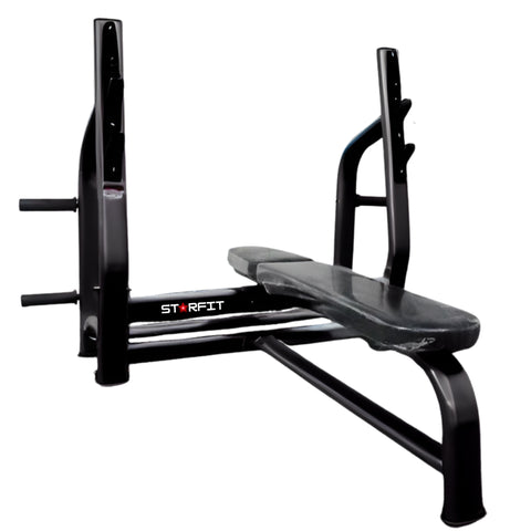 Banco plano olímpico Starfit Pro con 4 soportes para discos