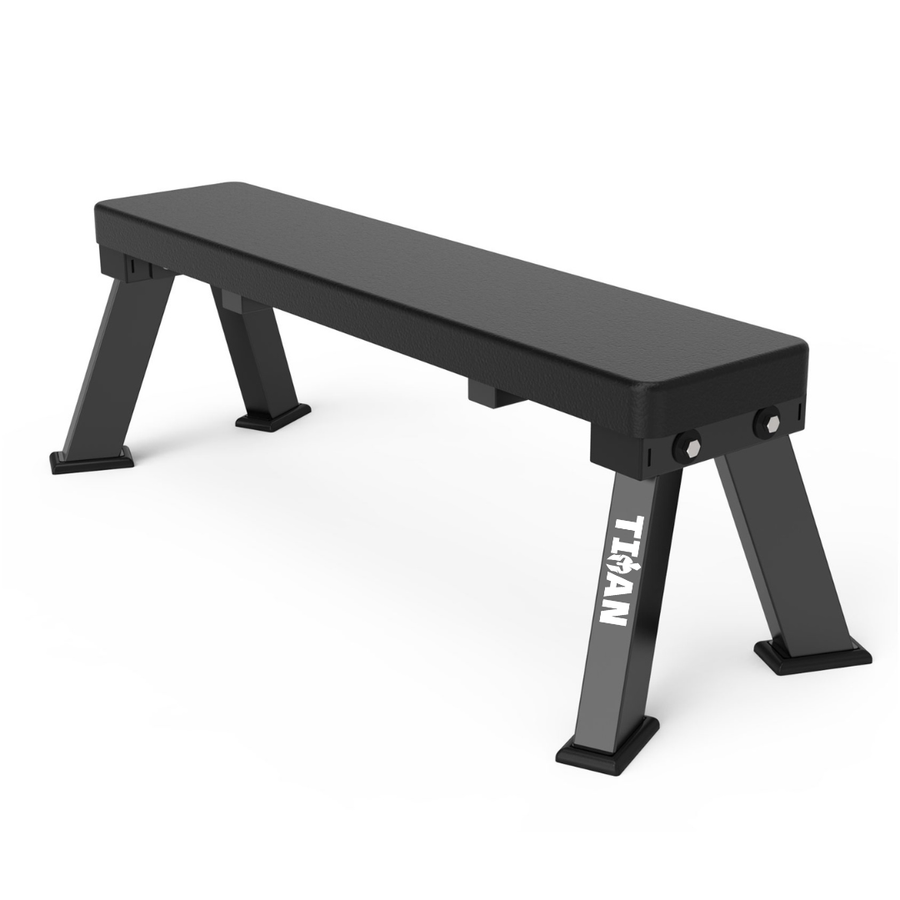Banco plano TITAN Pro con patas en V, soporta 300 kg