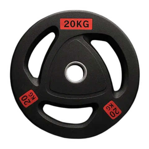 Par de discos olímpicos grip de 20 kg engomados con tomada