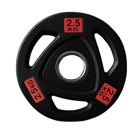 Par de discos olímpicos grip de 2,5 kg engomados con tomada