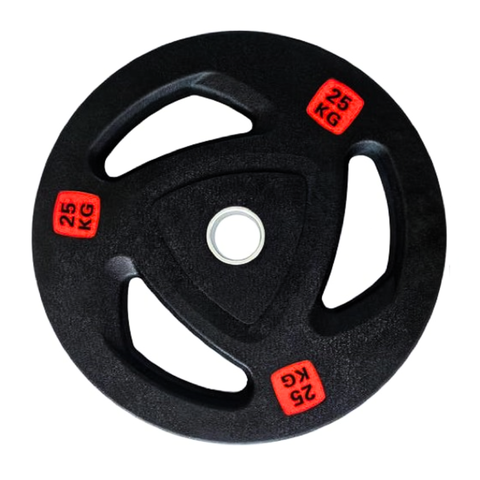 Par de discos olímpicos grip de 25 kg engomados con tomada