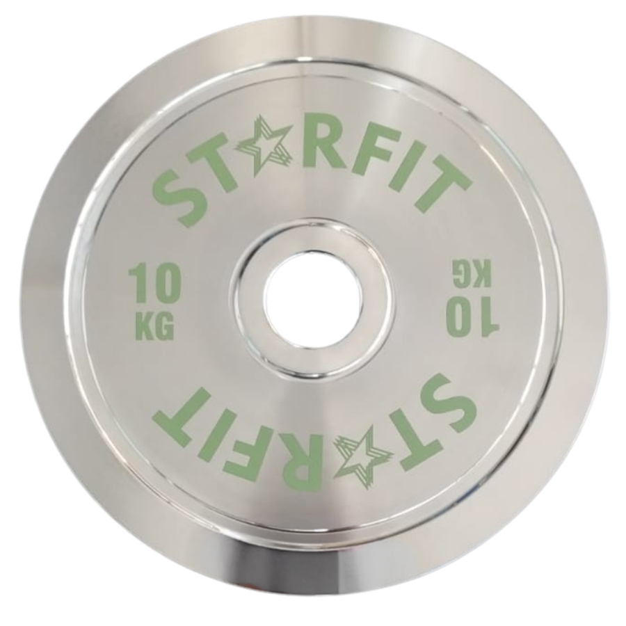 Par de discos calibrados de powerlifting de 10 kg en metal cromado