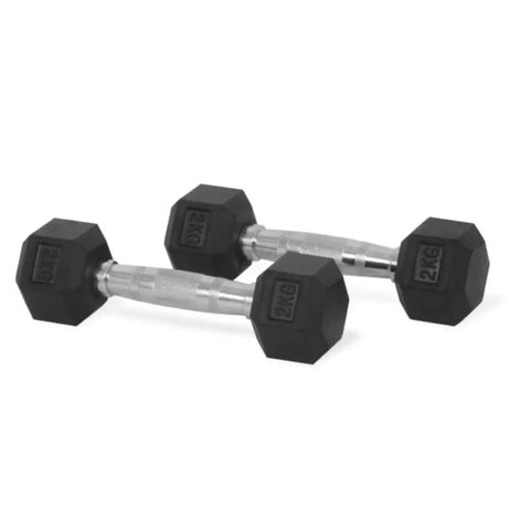 Par de mancuernas hexagonales de 3 kg con extremos de goma