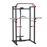 Jaula con poleas tipo power cage con barra de dominadas y soportes de dips