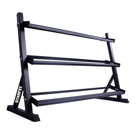 Rack metálico de 3 bandejas para 8 a 10 pares de mancuernas